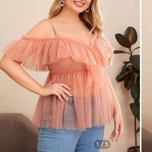 Cold shoulder ruffle top